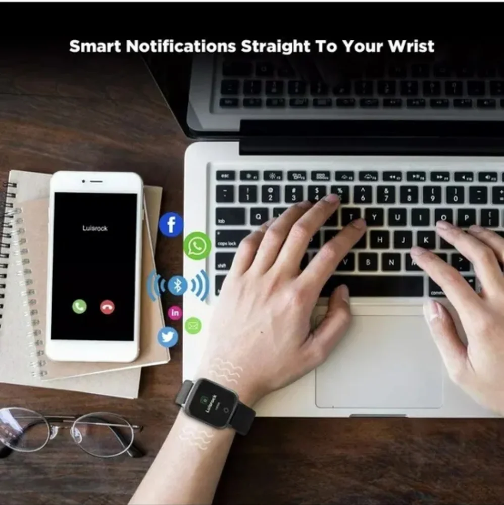 Smart Watch Fitness Tracker Heart Monitor Waterproof 1.3